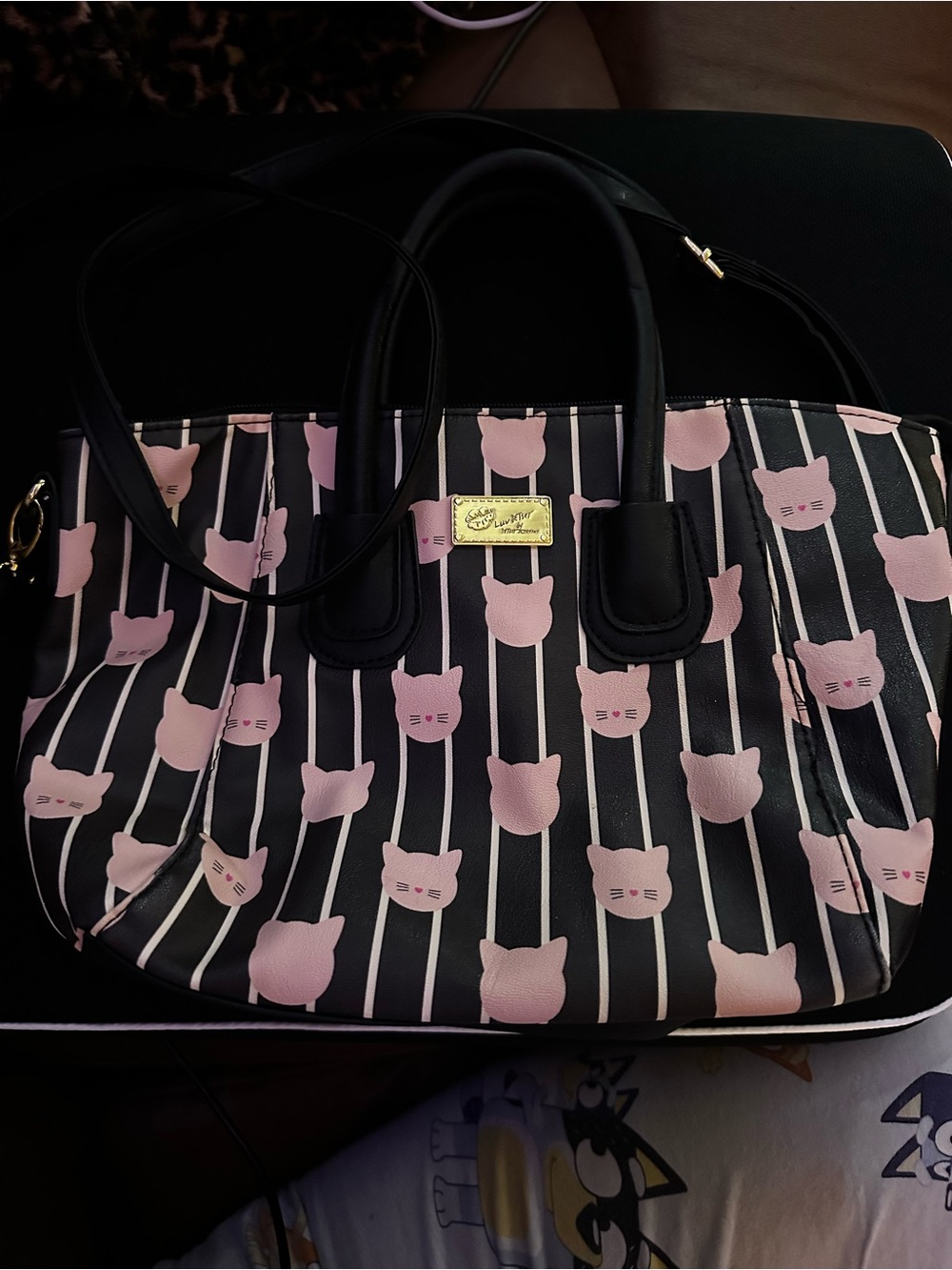 Luv by Betsy Johnson Pink Cat Pattern Satchel Bag by